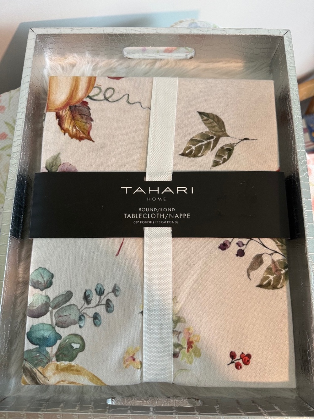 Tahari Home Round 68" Fall Tableclothe, NWT